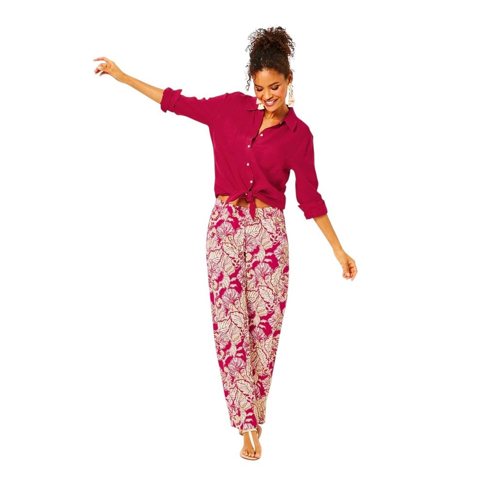 NWT! Lilly Pulitzer Bal Harbour Palazzo Poinsettia Red Island Vibes - Size XXS - Picture 2 of 8